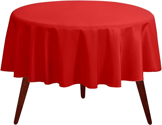 Gee Di Moda Round Tablecloth - 70 Inch Red Round Table Cloth for 24 to 48 Inch Round Tables - Heavy Duty Washable Fabric - for Buffet Table, Holiday Party, Dinner, Wedding & Baby Shower