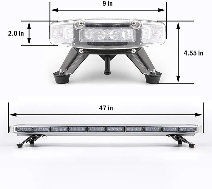 47" 88LED Extreme Bright Intensity Construction Emergency Warning Strobe Light Bar Rooftop Low Profile Law Enforcement Hazard Flashing for Tow Truck Vehicle Red/Blue/Red