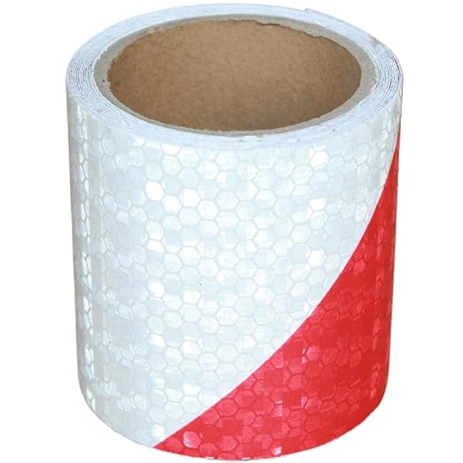 Red and White Reflective Tape Outdoor Waterproof 3 inch, High Visibility Hazard Conspicuity Safety Marking Tape (11 feet)