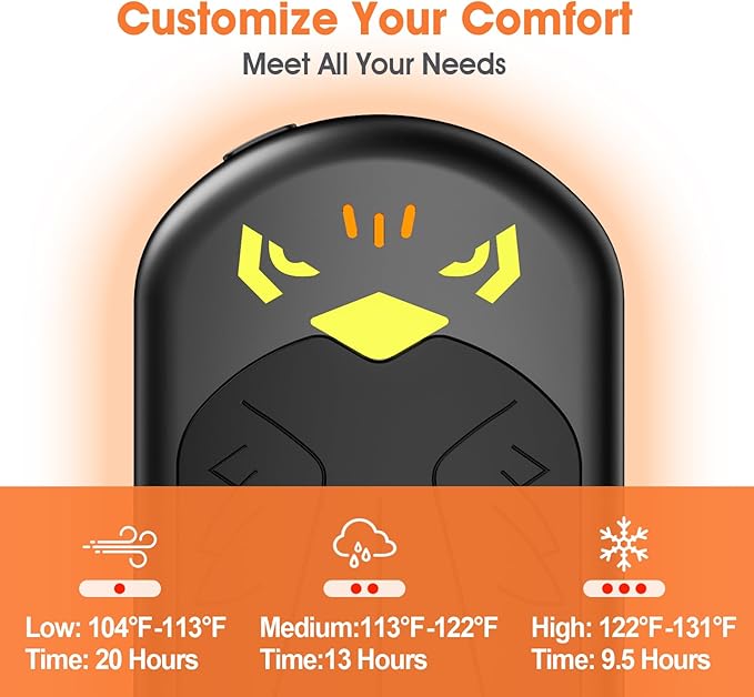 Hotdot Hand Warmers Rechargeable, Heat Levels (104–131°F), Real-Time Temp & Battery Display, Electric Hand Warmers, Fast Heating, Fits in Gloves/Pocket, Gifts for Women & Men
