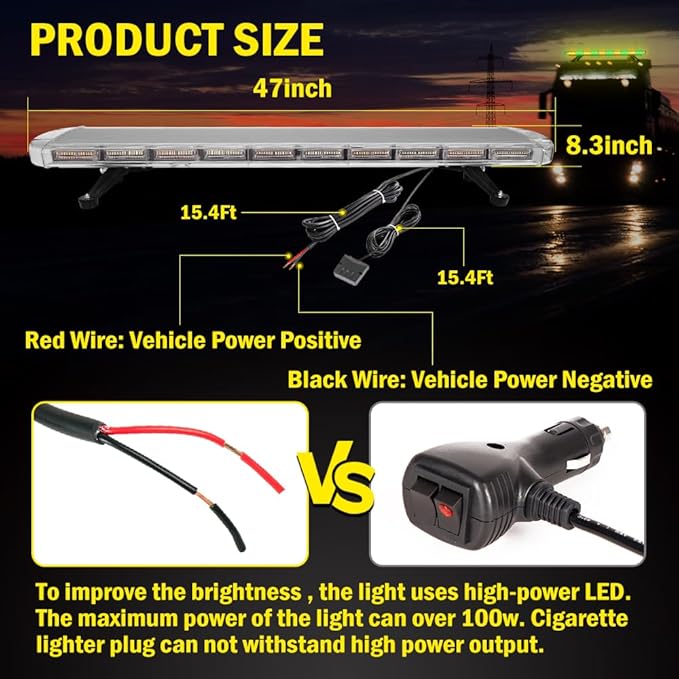 ASPL 46 inch 220 LED Rooftop Low Profile Strobe Light Bar Emergency Warning Beacon Car Hazard Flashing Construction Roof Lights Bars for Trucks Tow Automotive Construction Vehicle (Amber/Green