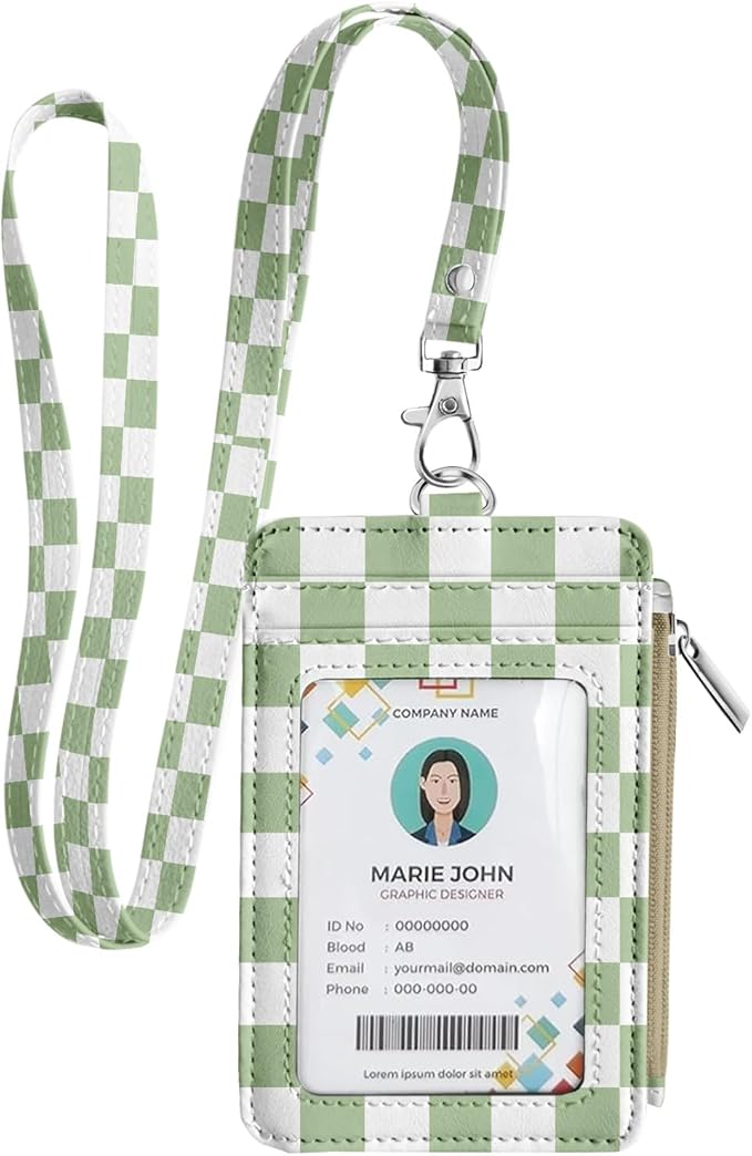 bolimoss Lanyard Wallet with ID Badge Holder, Small Keychain Wallet for Women, Pu Leather Slim Credit Card Holder with Breakaway Neck Lanyard for Teacher Student School Work Office