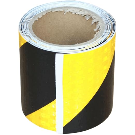 Yellow Black Reflective Tape Outdoor Waterproof 3 inch, High Visibility Hazard Safety Industrial Marking Tape (11 feet)