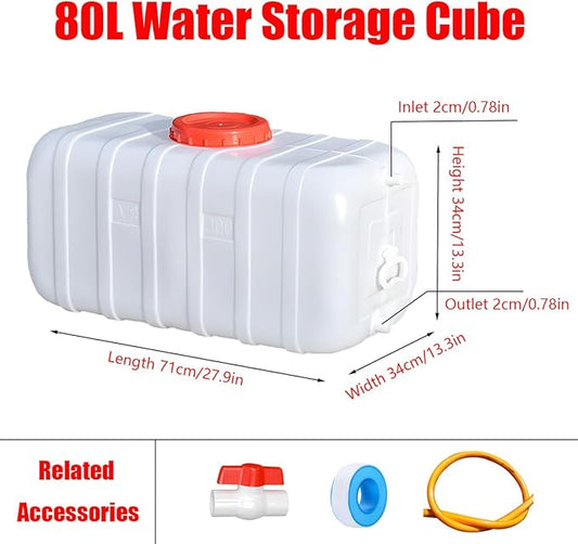 Food-Grade Plastic Buckets 25L/35L/50L/80L/110L/200L Water Container with Tap，Bucket Perfect for Camping，Hiking，Climbing or Other Travel Outdoor Activities Water Tank(Size:80L)