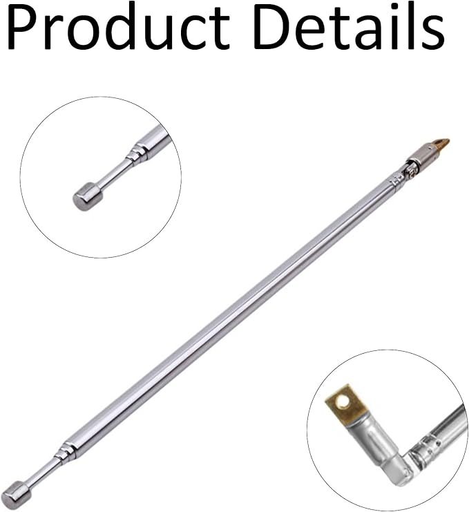pson 3Pcs Telescopic Antenna, 4-Section Stainless Steel AM FM Radio Antenna Replacement for Radio, TV and Other Electric Products
