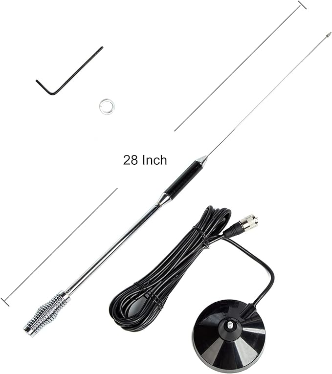 CB Antenna 28 inch 27 Mhz CB Radio Antenna Full Kit with Heavy Duty Magnet Mount Mobile/Car Radio Antenna Compatible with President Midland Cobra Uniden Anytone by LUITON