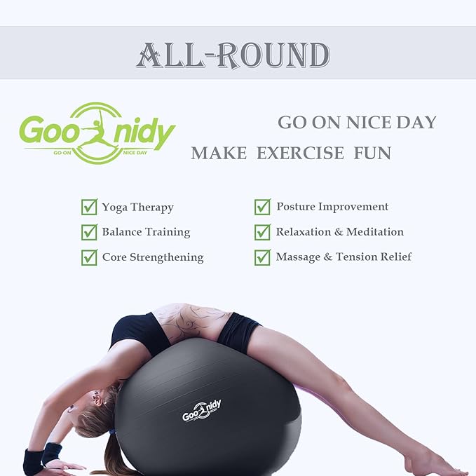 Soft Exercise ball, Anti-Burst Yoga Ball Chair Supports 2200lbs, Workout Equipment w/ Pump for Women Pregnancy, Medicine, Birthing, Physical Therapy, Stability, Excersing, Birth, Swiss, Fitness, Gym