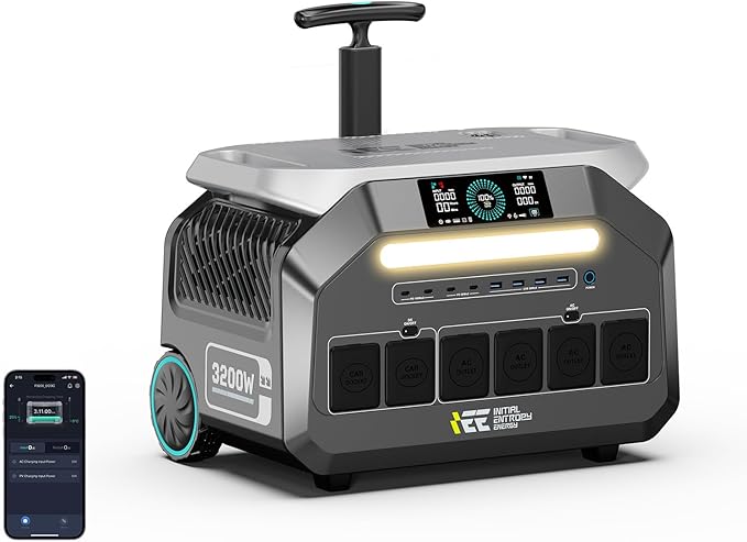 IEE 3200W (6400w Peak) Portable Power Station P3200, 2048Wh Solar Generator LiFePO4 Battery, 1.2h Fast Charge, 14 Output Ports, EPS, APP Control, for Home Backup, Camping & RVs, Off-Grid, Emergencies
