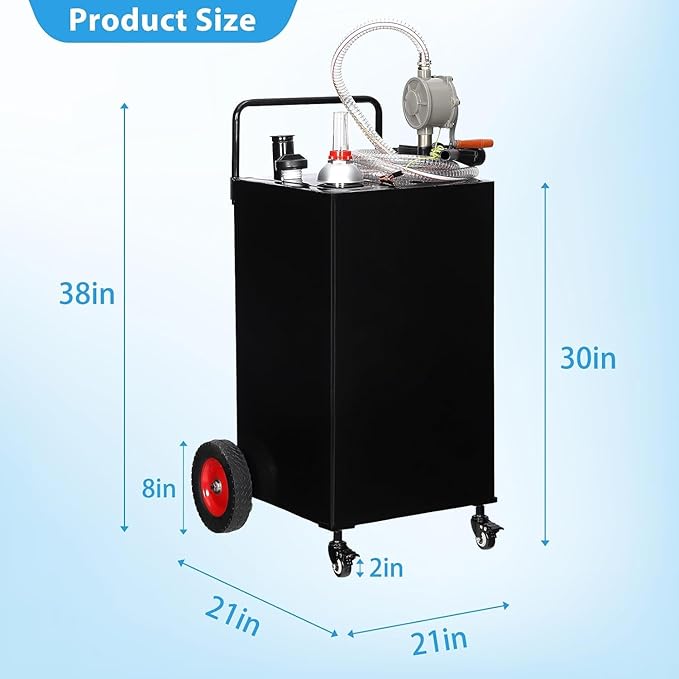 30 Gallon Fuel Caddy with Manual Pump,Portable Gasoline & Diesel Transfer Tank Heavy Duty Tank Gas with 4-Wheel for Cars,Boats
