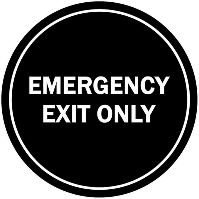 Signs ByLITA Circle Emergency Exit Only Sign (Black) - Small 1 Pack