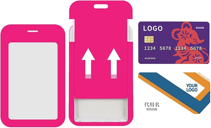 Pink Lanyards for Id Badges, Retractable and Breakaway with Work Card Holder, Detachable Lanyard with Keychain for Women Teacher Nurse