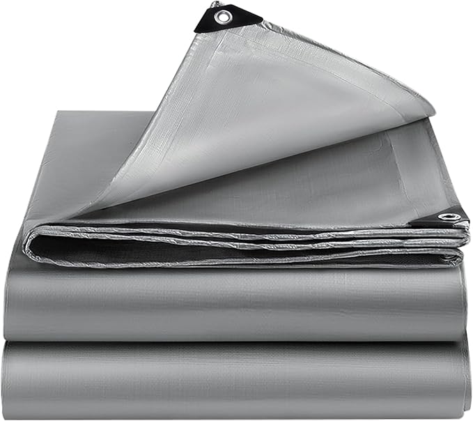 Tarps Heavy Duty Waterproof, 12 Mil Silver Heavy Duty Tarps with Grommets Reinforced Edges, UV Resistant, Tear&Fade Resistant, Large Covers for Camping Patio Roof Boat Outdoors, 12 * 18FT