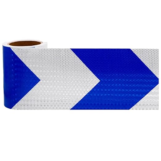 Blue and White Reflective Tape Outdoor Waterproof 12 inch, High Visibility Hazard Conspicuity Safety Industrial Marking Tape (66 feet)