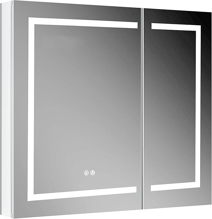 Blossom LED Mirror Medicine Cabinet with Lights, 36x32 Inch - LED Lighted Bathroom Medicine Cabinet - Recessed or Surface with Defogger, 3 Color Dimmer - Makeup Mirror - 36"x32"