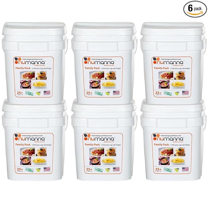 Numanna Family Pack Emergency Food Storage Bucket – 864 Servings, 60 lbs | 6-Months Survival Meal Kit for Long-Term Preparedness | Non-GMO Freeze-Dried Meals in Resealable Pouches | Healthy, Nutritious Everyday Food Supply | 25+ Year Shelf Life | Made ...