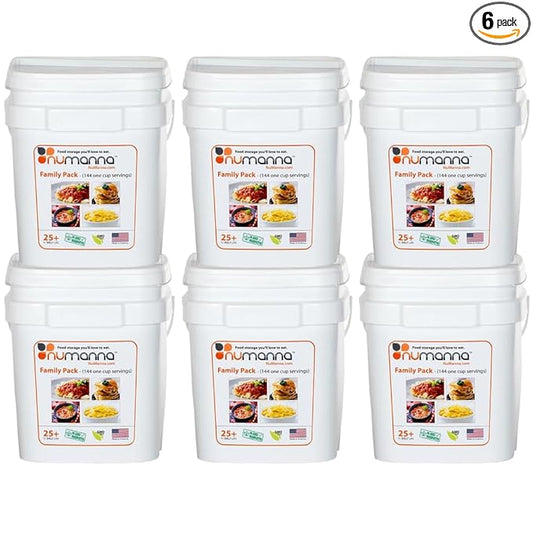 Numanna Family Pack Emergency Food Storage Bucket – 864 Servings, 60 lbs | 6-Months Survival Meal Kit for Long-Term Preparedness | Non-GMO Freeze-Dried Meals in Resealable Pouches | Healthy, Nutritious Everyday Food Supply | 25+ Year Shelf Life | Made ...