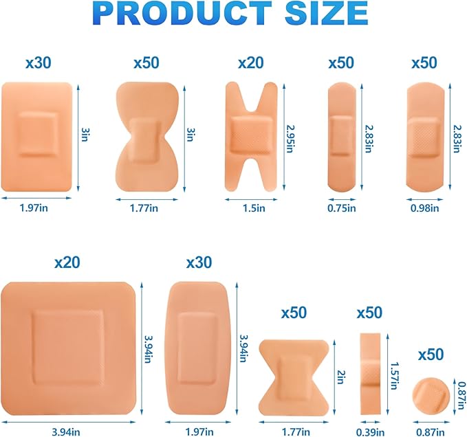 Bandages Variety Pack - 400 Pcs Assorted Bandages Bulk, Large Adhesive Fingertip Bandage, Waterproof Bandage Breathable for First Aid and Protect Wounds (10 Styles)