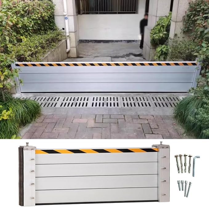 Basement/Garage Door/Home/Doorway Flood Protection Barriers, 3/4/5/6/7/8/9/10/11/12/13ft Long Reusable Detachable Aluminum Flood Panel Shield, Water Prevention System Stopper Guard(H 2.6ft(80c