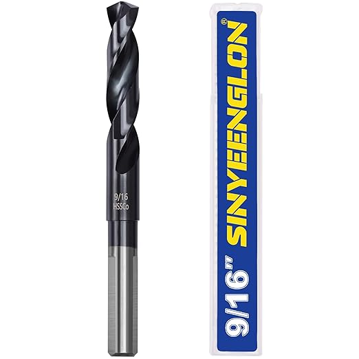 9/16 Cobalt Drill Bit for Metal and Hardened Steel, 1/2 Inch Reduced Shank M35 HSS Twist Heavy Duty Drill Bits, with Index Storage Case
