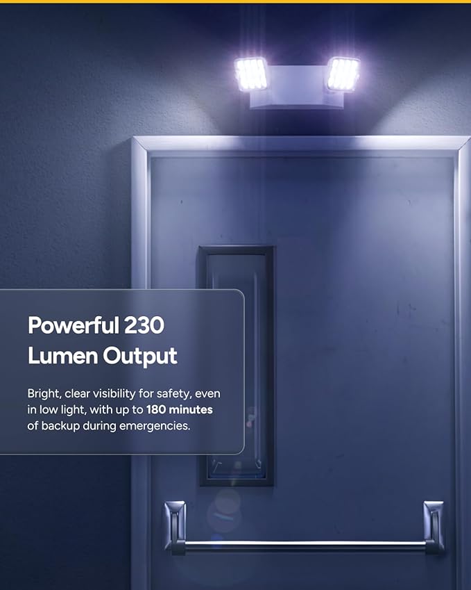 Sunco 48 Pack LED Emergency Lights, Commercial Lighting for Business, Power Outages, Offices, with Backup Battery (90 Minutes), Wall Mount, Hard Wired, 120-277V, Fire Resistant (94V-0) UL