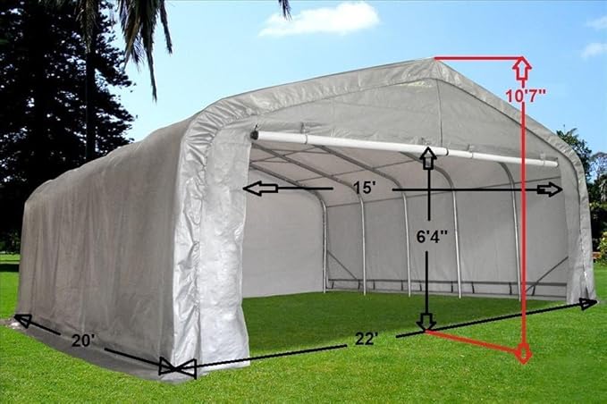 DELTA 20'x22' Heavy Duty Carport with Zipper Doors – Galvanized Steel Frame & Waterproof PE Cover, UV-Resistant, Grey Portable Garage Canopy Shelter (20'x22' Grey)