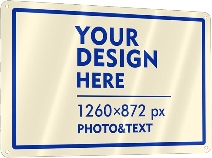 Custom Outdoor Metal Sign - 12 x 8 Customized Personalized Aluminum for Office, Home, Business, Decor, Custom Road, Rust-Proof (Blue Text Box)