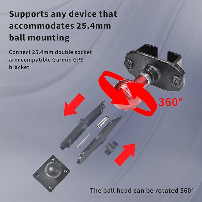 HYS Handheld Radio/Mic Hanger with Belt Clip/Round Knob Holder with 1" (25mm) Ball Head Adapter Compatible with RAM mounts B Size Double Socket Arm & Bike Motorcycle Ham Radio Mount