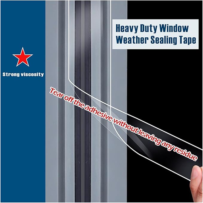 Transparent Window Weather Sealing Tape, 4-Inch x 85FT, Clear Window Draft Isolation Sealing Film Tape-Clear Draft Stopper Adhesive Tape for Doors, Windows and Shower Glass Gaps (4-Inch x 85FT)