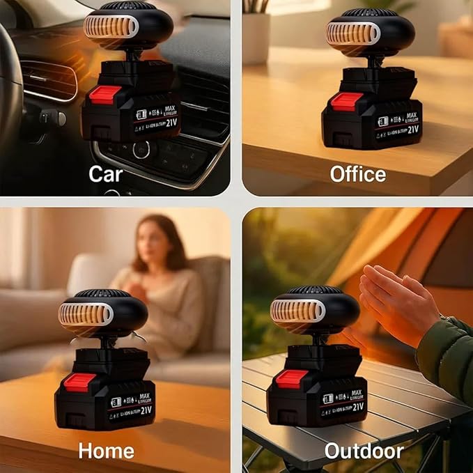 Battery Powered Space Heater With Anti-Tilt Protection,Battery Heater,Quiet Long Heating,1500mah Portable Battery Operated Heaters For Car,Office,Indoor,Camping (One batteries)