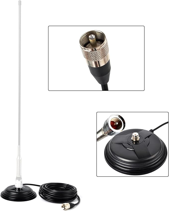 YNISBT Heavy-Duty SO239 Magnetic Antenna Mount Base W/5M(16.4ft) Low Loss RG58 Cable PL259 Connector for Anytone BTECH Icom Car Truck Mobile Radios