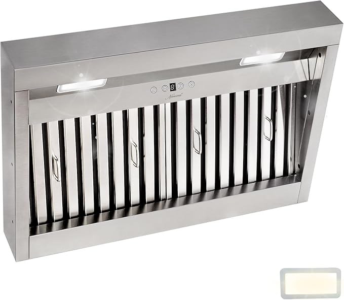 Range hood, 30 Inch Range Hood Insert with 600 CFM Powerful Suction, Ultra Quiet Ducted Stainless Steel Kitchen Stove Vent Hood with Dimmable LED Lights, Timer, 4-Speed Touch Control