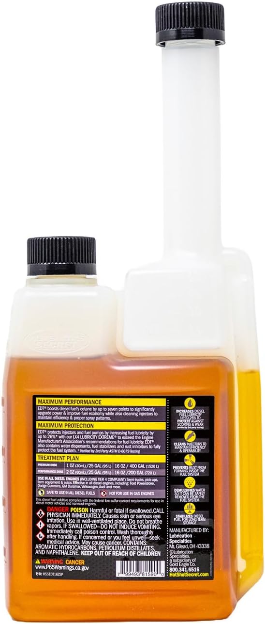 Hot Shot's Secret Everyday Diesel Treatment (HSSEDT16ZS) 6-in-1 Diesel Fuel Additive - Treats 400 Gallons, Diesel Injector Cleaner, Diesel Fuel System Cleaner, Diesel Additive Boosts Cetane, 16oz
