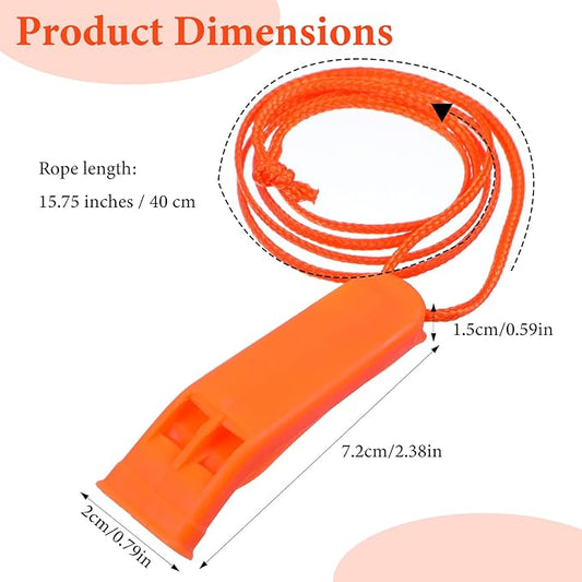 Sibba Emergency Whistles 10 PCS Super Loud Survival Safety Whistles with Reflective Lanyard 120dB Orange Plastic Whistle for Life Vest Kayak Hiking Camping Outdoor Emergency Signaling Lifeguard