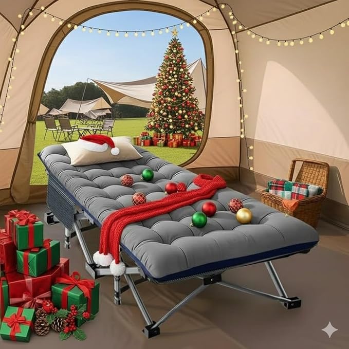 Slsy Oversized XXL Folding Camping Cot for Adults with Pad, Padded Portable Sleeping Cots, Camp Bed with Carry Bag for Outdoor Travel, Beach, Hiking