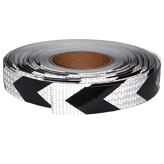 Black and White Reflective Tape 1 Inch x 168 Feet, Warning Conspicuity Reflector, Night Safety Sticker for Car Trailer
