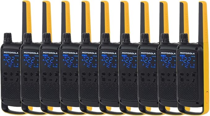 Motorola Talkabout T470 Two Way Radio 10-Pack Walkie Talkies Black/Yellow Rechargeable