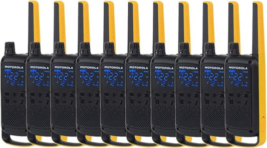 Motorola Talkabout T470 Two Way Radio 10-Pack Walkie Talkies Black/Yellow Rechargeable