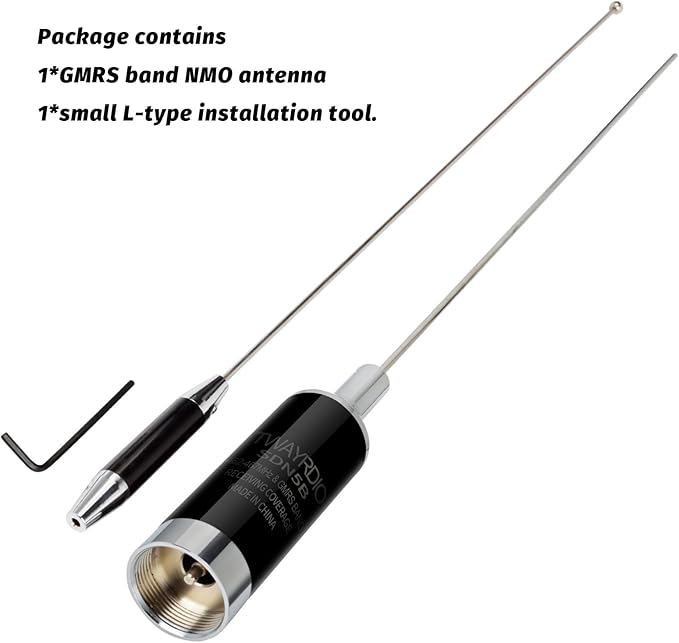 TWAYRDIO NMO Antenna for GMRS Two Way Radio, UHF 462-467MHz High Gain Mobile Radio Antenna for Midland Baofeng Retevis GMRS Radios, Requires NMO Mount