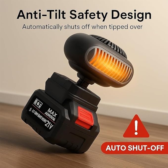 Portable Battery Powered Heater, 2026 New Battery Operated Heaters with 1/2PCS 1500mah Batteries, Anti Tilt Design Long Lasting Heatin for Camping, Car, Office, And Indoor Use(2*battery)