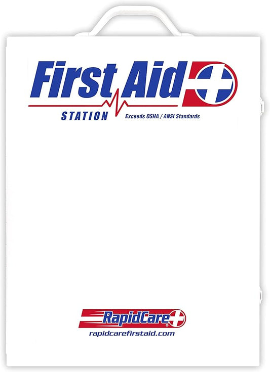 Rapid Care First Aid 80094 3 Shelf ANSI/OSHA Compliant All Purpose First Aid Cabinet, Wall Mountable