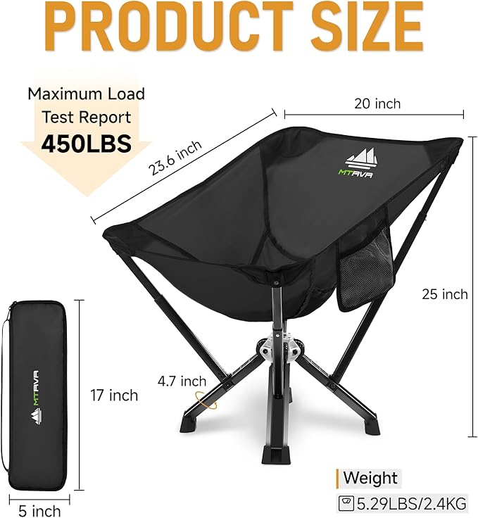Camping Chair for Outdoor Use — Stable Folding Design, Reliable Support, Anti-Slip Feet, Portable Chair for Camping, Fishing & Beach