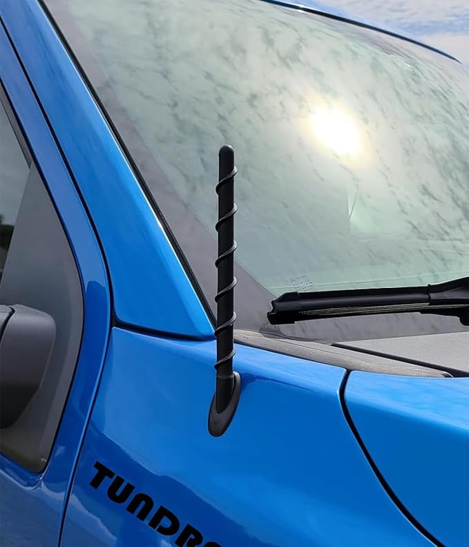 7" Short Antenna Mast Fits for Toyota Tundra 2000+ & Toyota Tacoma 1995+ & FJ Cruiser 2007+, Internal Copper Coil for Enhanced Reception, 7 inch Spiral Rubber Antenna Replacement Accessories