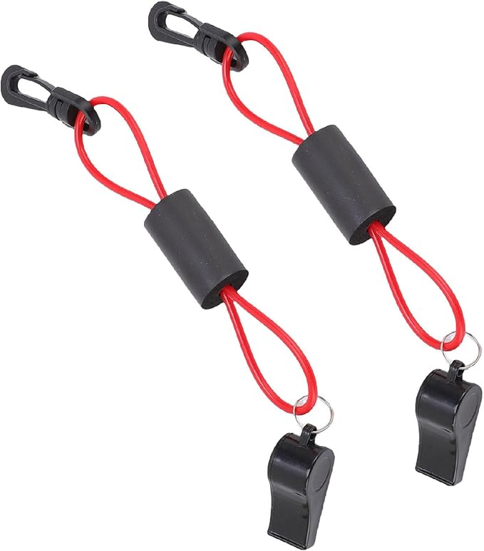 Jeanoko Portable Plastic Safety Boat Whistle with Lanyard for Emergency Signaling, Suitable for Boating Camping Fishing Hiking, 2Pcs