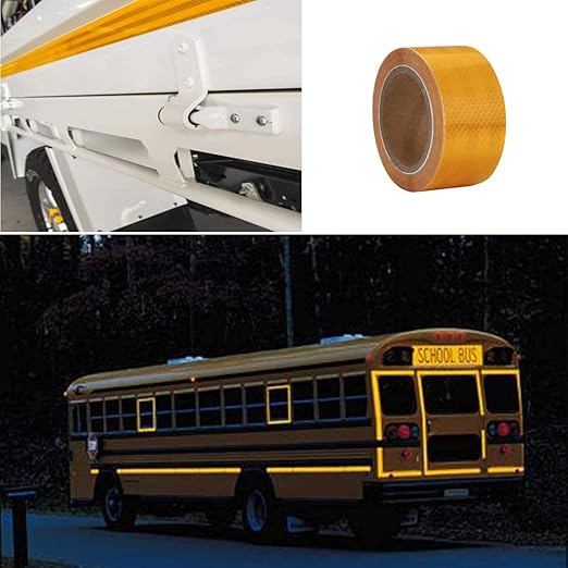 Reflective Tape, Waterproof Self Adhesive Dot Reflective Tape Outdoor Safety Caution Reflector for Trailers, Bikes, Cars（Yellow, 1 Inch x 115 Feet）