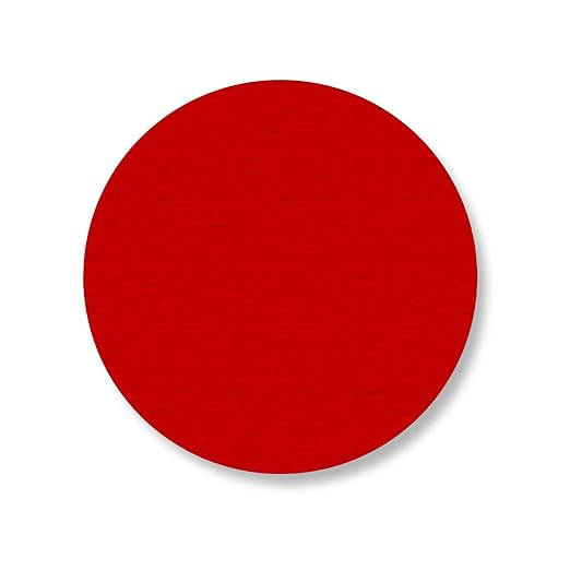 Mighty Line 1" Solid Dot Shaped Floor Marking Tape for Safety, Caution, Warning, Heavy-Duty, Peel and Stick, Adhesive Circle Spots, Industrial Quality, Red, Pack of 200