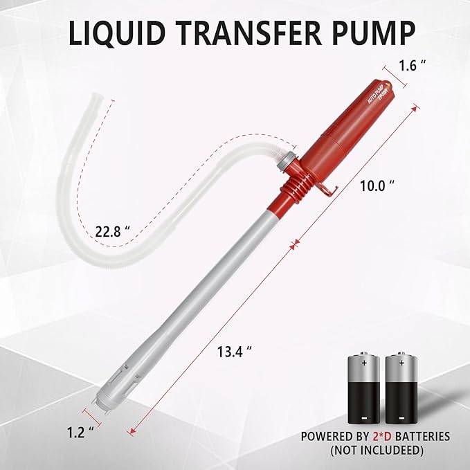 Battery Operated Gas Transfer Pump,Portable Fuel Siphon Pump,2.4 Gal Flow Per Minute,Powerful Fast Suction,for Gasoline Gas Diesel Kerosene Light Oil Water