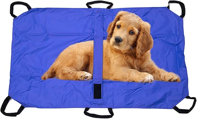 Transport Stretcher for Dogs, Pet Folding Stretcher Emergency Animal Carrier with Safety Strap Max 132 Pound Weight Animal Stretcher for Dogs (Blue)