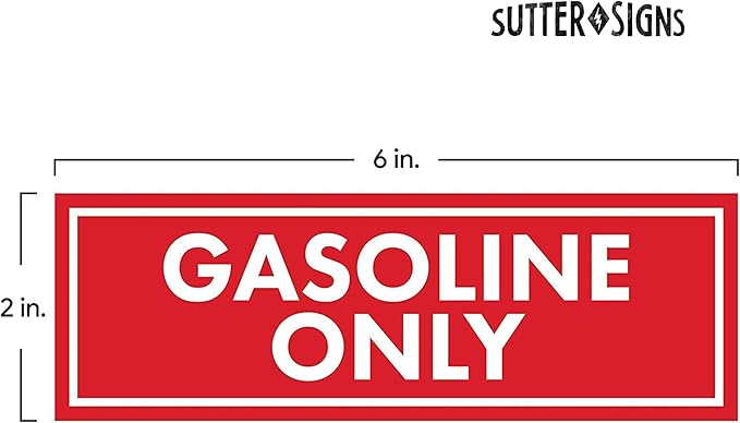 Sutter Signs 6pc Diesel Only & Gasoline Only Stickers for Fuel Tank | Weatherproof Adhesive Decals for Trucks, Tractors, Fuel Cans, Gas Caps