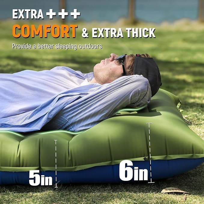 Camping Sleeping Pad,Ultralight Camping Mat with Pillow Built-in Foot Pump Inflatable Sleeping Pads Compact for Camping Backpacking Hiking