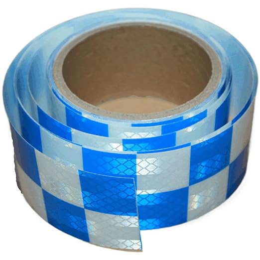 Blue White Reflective Tape 2 inch Wide for Cars, Outdoor Waterproof High Visibility Safety Warning Adhesive Strips (10 feet)